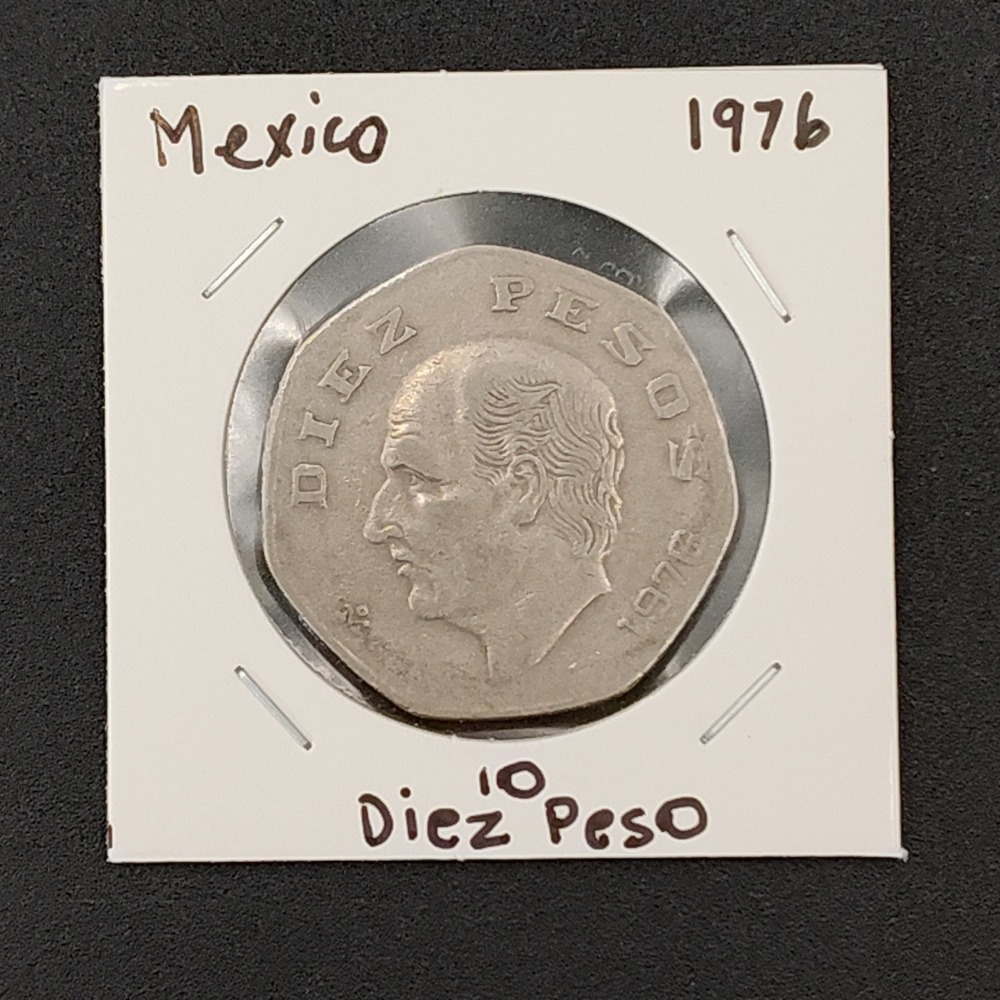 10-Diez Peso Mexico 1976 Coin Seven-sided Silver Estados Unidos Mex BR1.1GA-4037 - Picture 3 of 15
